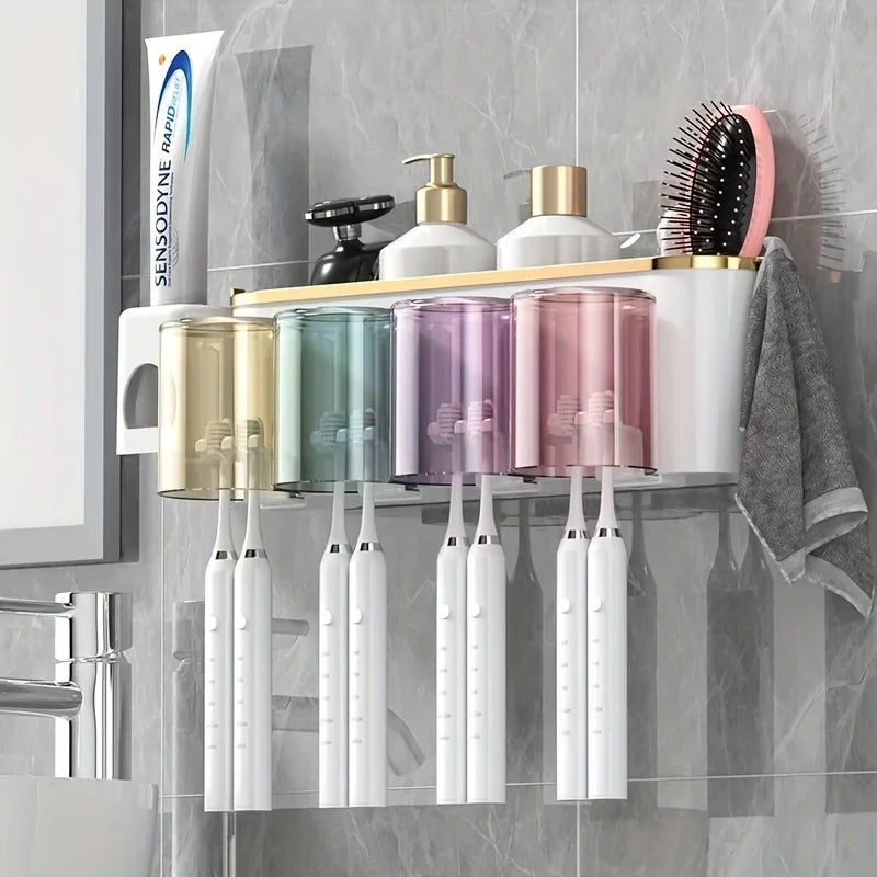 Toothbrush Holder With Squeezer Perforation-free Bathroom