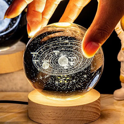 USB Night Light LED Crystal Ball Table Lamp 3D Moon Planet