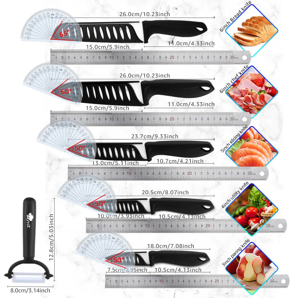 s Kitchen knives  Chef knife Cook Set+peeler white zirconia