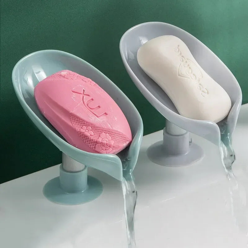 Soap Holder Leaf Shape Soap Box Suction Cup Tray Drying