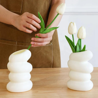 Plastic Spiral White Vase Nordic Creative Flower Arrangement