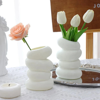 Plastic Spiral White Vase Nordic Creative Flower Arrangement